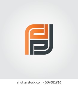 Initial Letter FF FH SH Linked Design Logo Orange Black