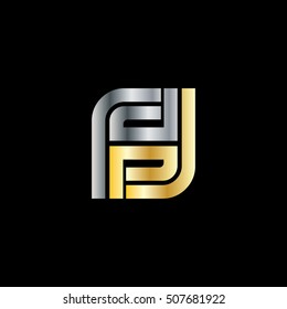 Initial Letter FF FH SH Linked Design Logo Silver Gold
