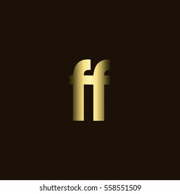 Initial letter FF gold with dark background logo
