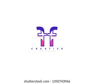 Initial Letter FF Linear Pop Art Vibrant Modern Trendy Logotype