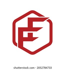 Logo de la carta inicial FF. de un estilo moderno depurado y sencillo. envuelto en un hexágono.