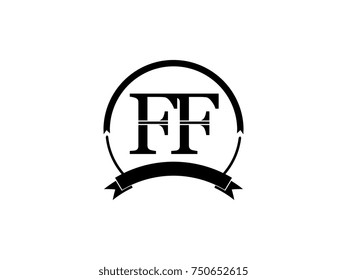initial letter FF logo monogram retro black