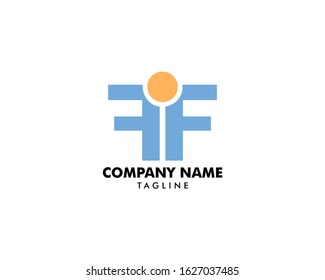 Initial Letter FF Logo with People Design Vector