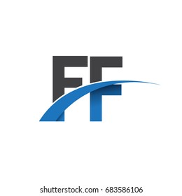 initial letter FF logotype company name colored blue and grey swoosh design. vector logo for business and company identity.
