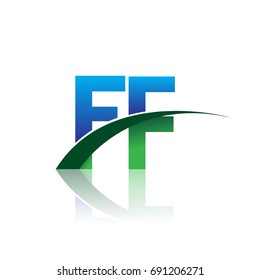 initial letter FF logotype company name colored blue and green swoosh design. vector logo for business and company identity.
