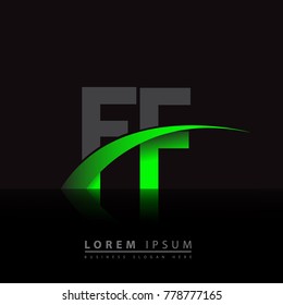 initial letter FF logotype company name colored green and black swoosh design. vector logo for business and company identity.
