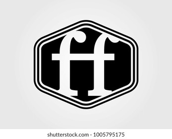 Initial letter ff lowercase logo minimalist black