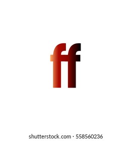Initial letter FF red brown gradation color logo