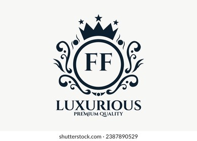 Initial  Letter FF Royal Luxury Logo template in vector art for luxurious branding  vector illustration.
