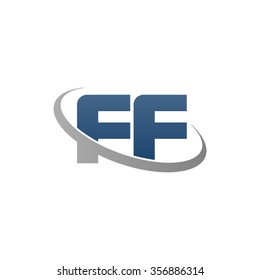 letra inicial FF swoosh ring logotipo da empresa cinza azul