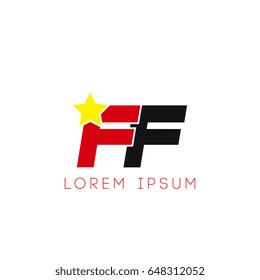 Initial letter ff yellow star logo red black