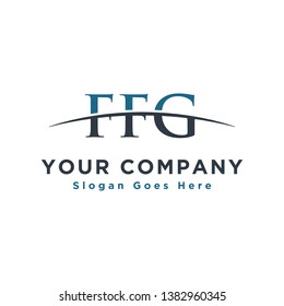Initial letter FFG, overlapping movement swoosh horizon logo company design inspiration in blue and dark blue color vector