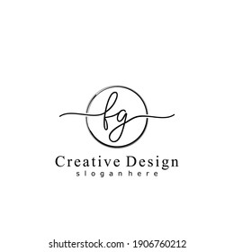 Initial letter FG calligraphy handwritten logo. Handwritten alphabet in the logo template. Letters and Alphabet for your logo design.