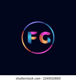 Initial letter FG curve rounded logo, gradient vibrant colorful glossy colors