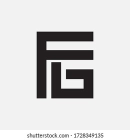 Letra inicial FG y GF superposición, interbloqueo, logotipo de monograma, color negro sobre fondo blanco