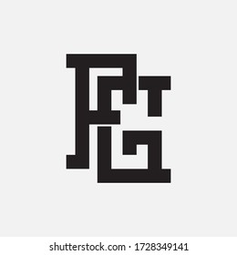 Letra inicial FG y GF superposición, interbloqueo, logotipo de monograma, color negro sobre fondo blanco
