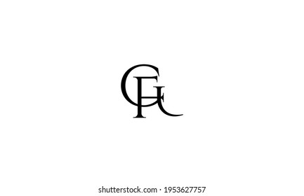Initial letter FG and GF overlapping, interlock, monogram logo, black color on white background