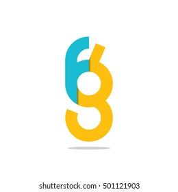 Initial Letter FG Linked Circle Lowercase Logo Blue Yellow