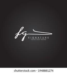 Logotipo de la carta inicial FG - Logo del estilo de firma manuscrita