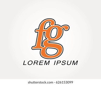 Initial letter fg logo. Monogram lowercase italic