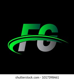 initial letter FG logotype company name colored green and black swoosh design. vector logo for business and company identity.