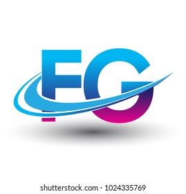 initial letter FG logotype company name colored blue and magenta swoosh design. vector logo for business and company identity.