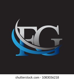 initial letter FG logotype company name colored blue and grey swoosh design. vector logo for business and company identity.