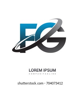 initial letter FG logotype company name colored blue and grey swoosh design. logo design for business and company identity.