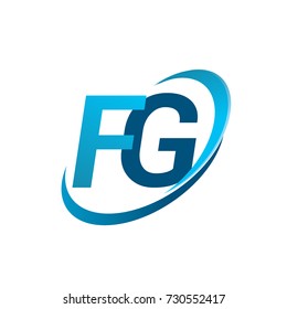 initial letter FG logotype company name colored blue swoosh design concept. vector logo for business and company identity.
