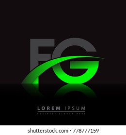 initial letter FG logotype company name colored green and black swoosh design. vector logo for business and company identity.
