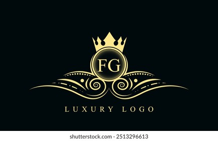 Initial letter FG luxury logo design. FG Luxurious Royal golden Logo design