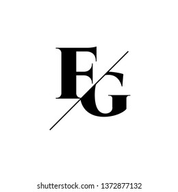 Initial Letter FG Monogram Sliced. Logo template isolated on white background