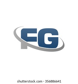initial letter FG swoosh ring company logo blue gray