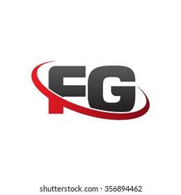 initial letter FG swoosh ring company logo red black