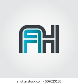 Initial Letter FH AH Linked Design Logo Blue Black