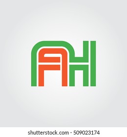 Initial Letter FH AH Linked Design Logo Orange Green