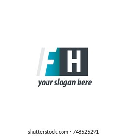 Initial Letter FH Design Logo With Square