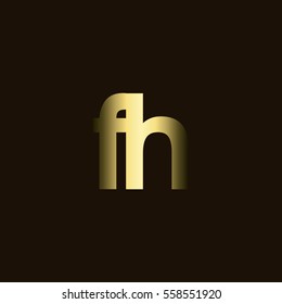 Initial letter FH gold with dark background logo
