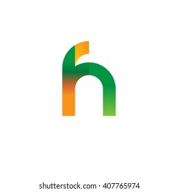 initial letter fh linked circle lowercase logo orange green