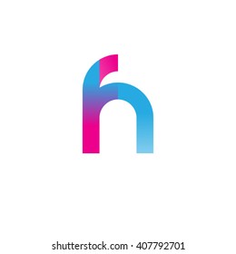 initial letter fh linked circle lowercase logo pink blue purple