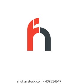 initial letter fh linked round lowercase logo red