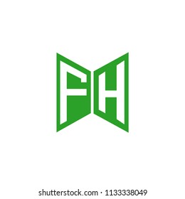 Initial Letter FH Logo Design, Hexagonal Shape in Flat Colored