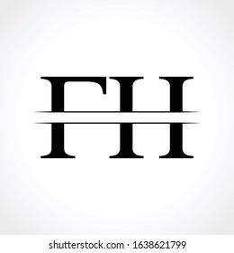 Initial Letter FH Logo Design Vector Template. Creative Linked Modern Calligraphy FH Logo Vector