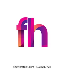 Initial Letter FH Logo Lowercase, magenta and orange, Modern and Simple Logo Design.