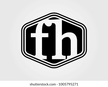 Initial letter fh lowercase logo minimalist black