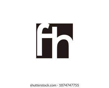 Initial letter fh lowercase logo black and white