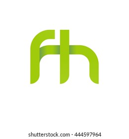 initial letter fh modern linked circle round lowercase logo green