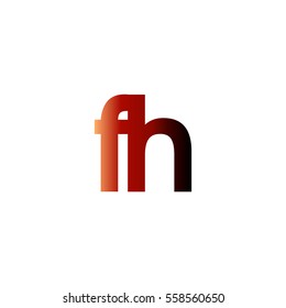 Initial letter FH red brown gradation color logo