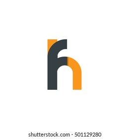 Initial Letter FH Rounded Design Logo Black Orange