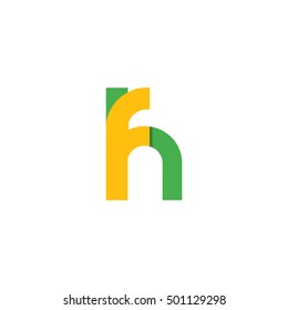 Initial Letter FH Rounded Design Logo Yellow Green